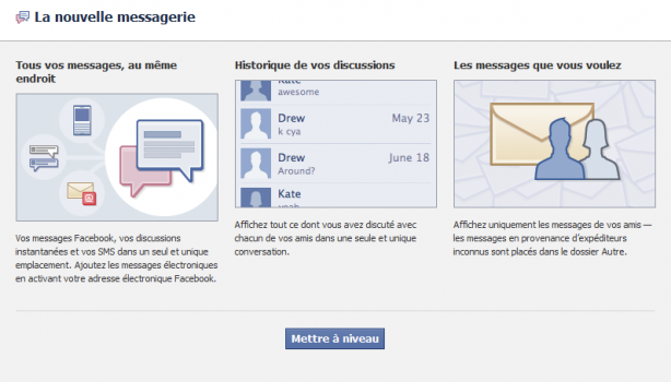 La nouvelle messagerie de Facebook avec email en @facebook.com est