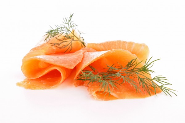 isolated slice of salmon